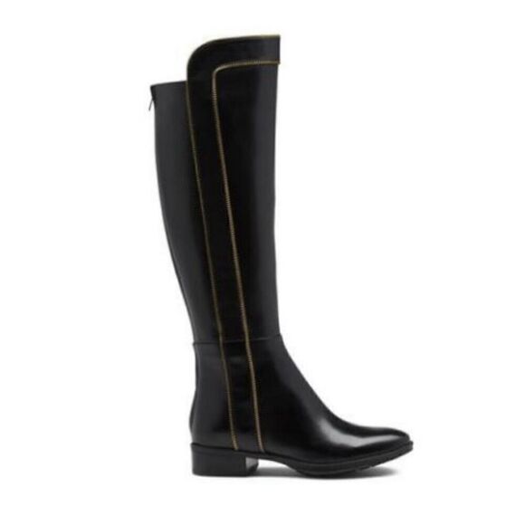 Karl Lagerfeld Paris Riding Boot leather Mimi 6.5 black - Picture 1 of 11